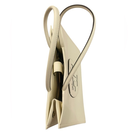 Tory Burch Perry Triple-Compartment Tote White Leather Bag 14”x10”x4” Brand New - Picture 3 of 9